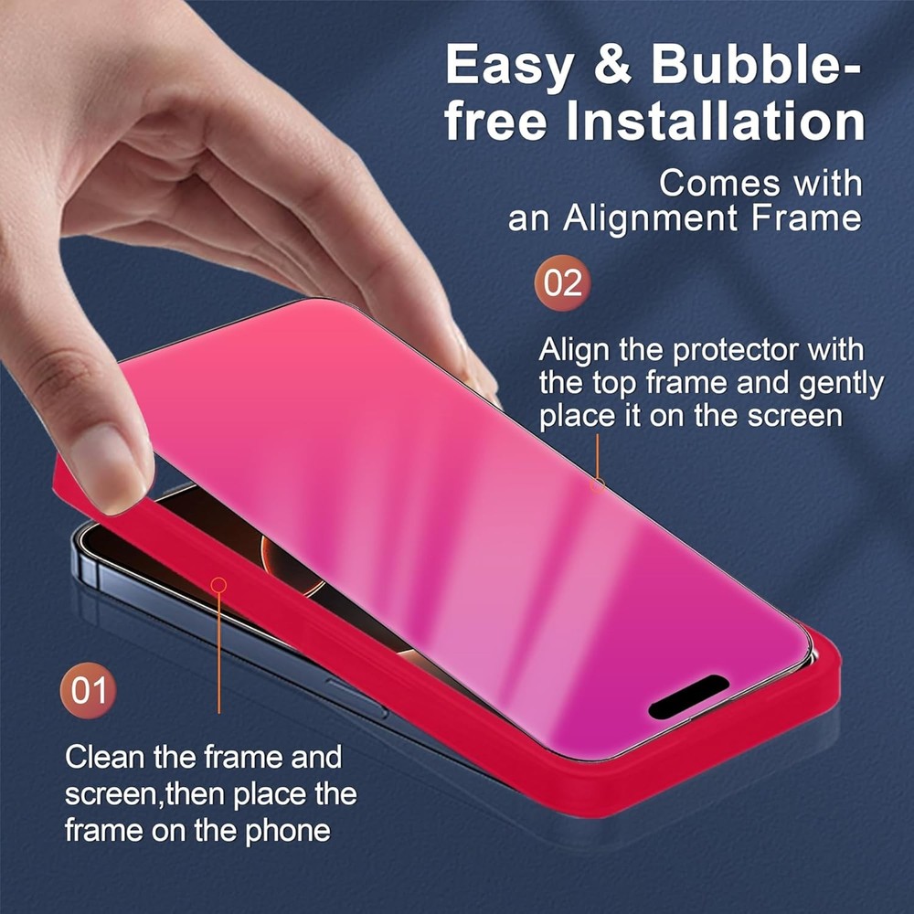 2 Pack for iPhone 16 Pro Privacy Screen Protector 25° For iphone 16 Red