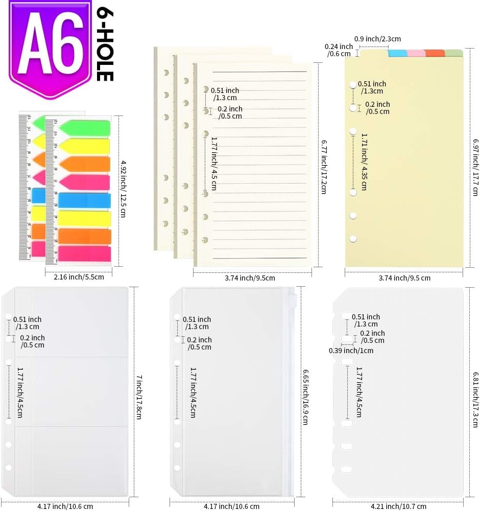 LEOBRO A6 Paper, Planner Inserts for Binder, 6.73"x3.74" Lined Off-White