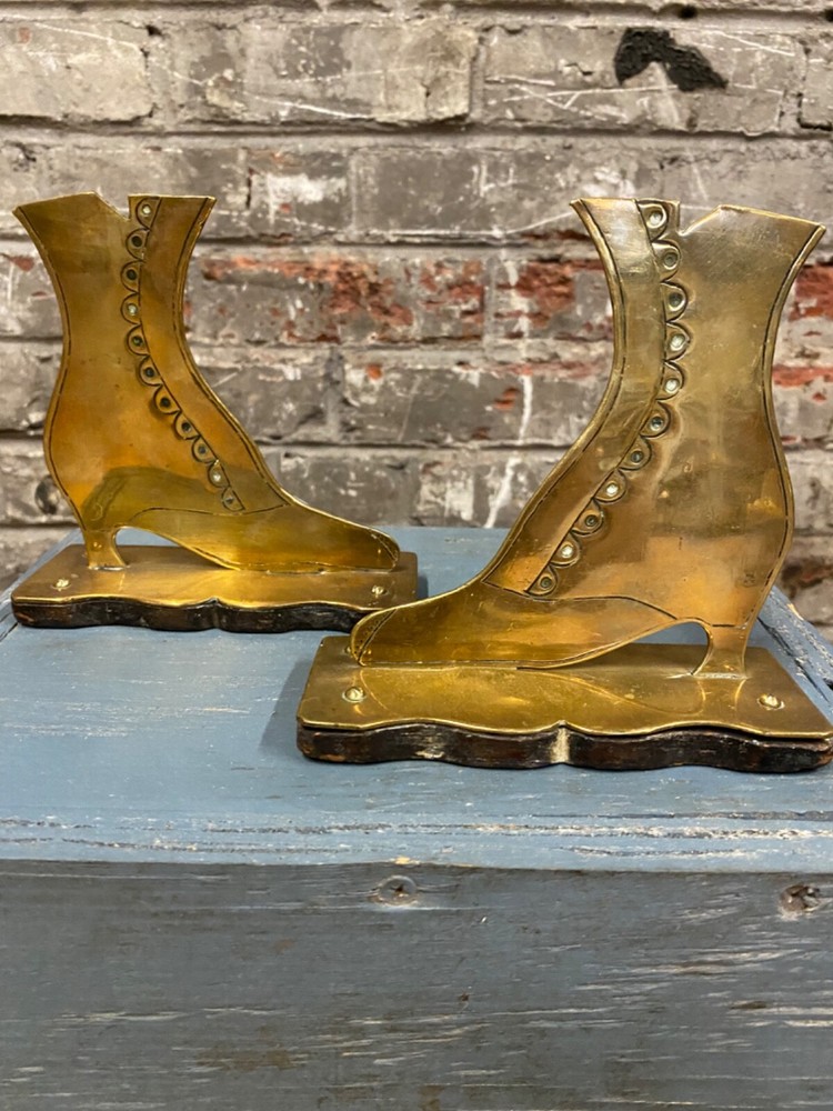 Vintage Brass Boot Bookends