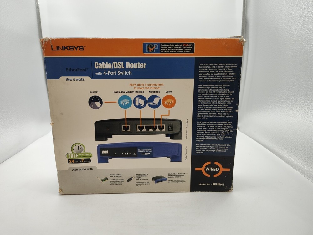 Linksys Etherfast Cable/DSLRouter-Model BEFSR41-With 4-Port Switch