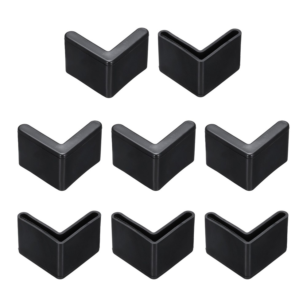 8Pcs 1-3/8" Bed Frame End Cap, Angle Iron Foot Pad Leg Protector, Black