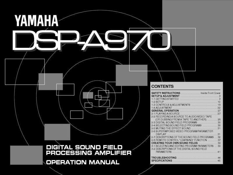 Yamaha DSP-A970 Amplifier Owners Manual