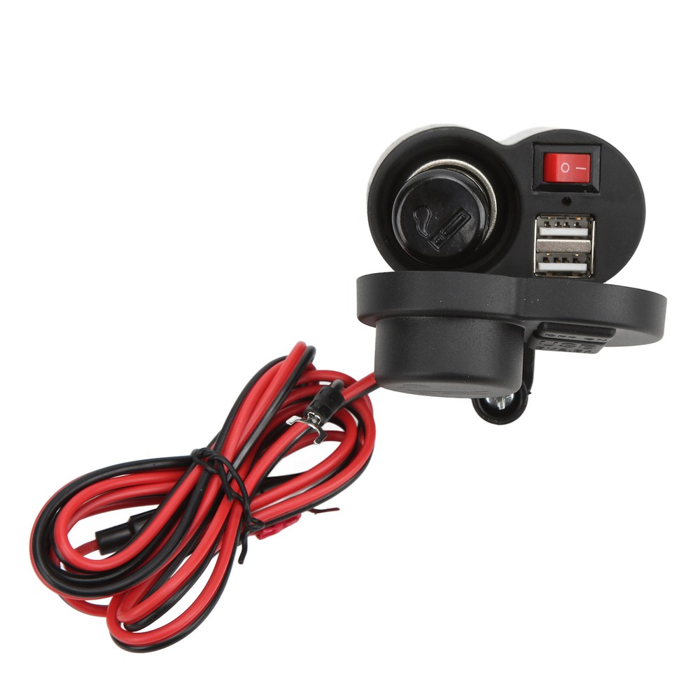 Motorcycle Dual USB Charger Multifunctional Cigarette Lighter Socket DC12‑24V