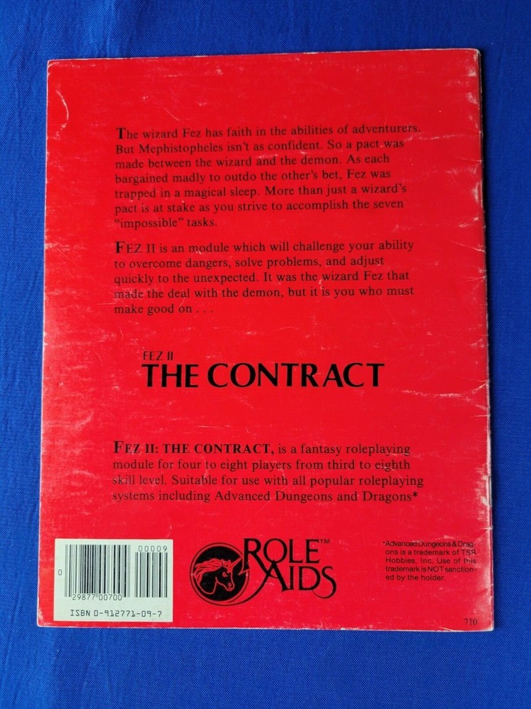 The Contract Adventure Module (FEZ II) - Role Aids 710