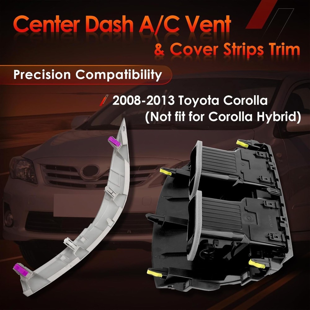 OEM Quality Replacement A/C Vent for 2008-2013 Corolla - Includes Trim Strips