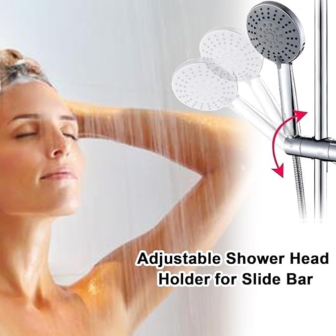 Universal Adjustable Shower Rail Head Slider Holder Base Bracket Chrome ABS