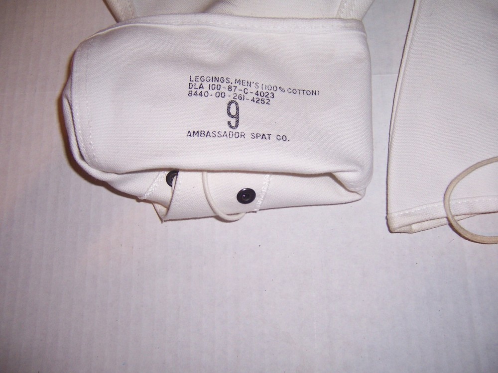 Original US USMC Marine Corps White Canvas Leggings - Size 9