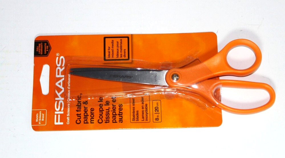 Fiskars 134520 Multi Purpose 8 Inch Orange Handled Scissors
