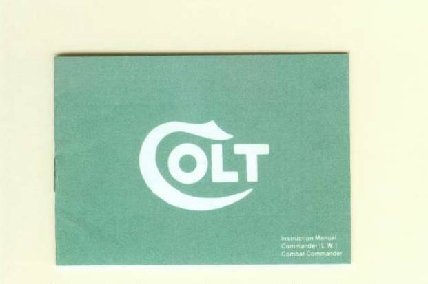 Colt Model Commander Light weight & Combat Commander Instr Manual Reproduction
