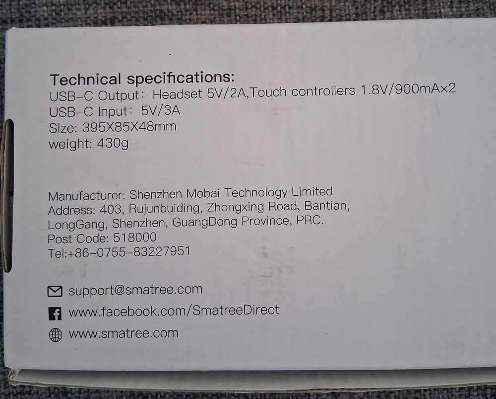 Smatree Charging Dock For Oculus 2 White VR100 New