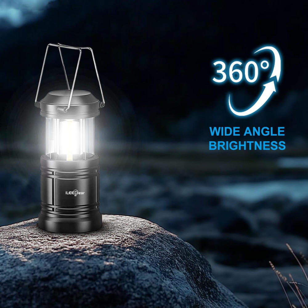 LED Camping Lanterns 2‑Pack – Battery Powered, Collapsible, Adjustable Brightnes