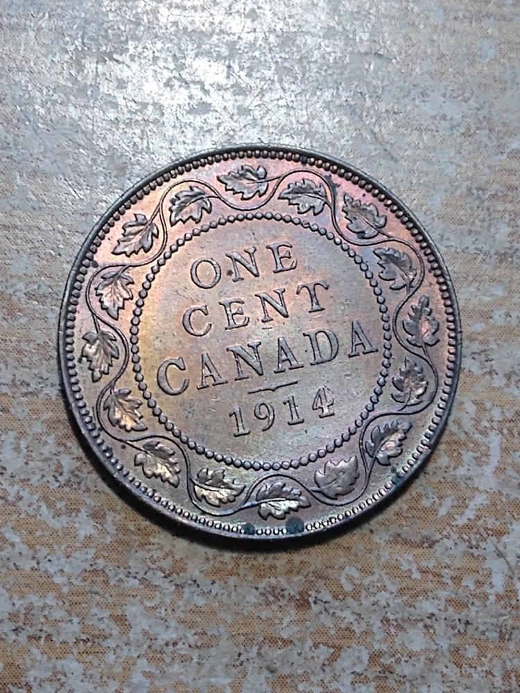 1914 canada large cent bu unc spots