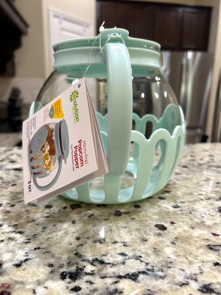Ecolution Micro-Pop 3 Quart Microwave Popcorn Popper Aqua - NEW