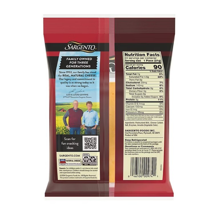 Sargento Natural Sharp Cheddar Cheese Snacks, 24 ct./0.75 oz.