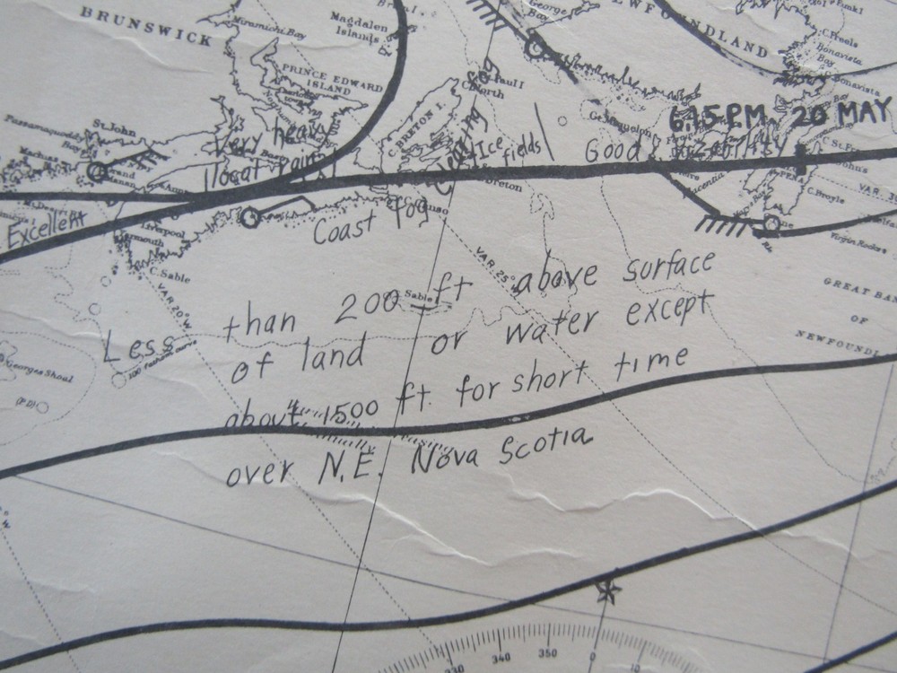 1927 Scriptorium Charles Lindbergh North Atlantic Flight Map Notes & Signature