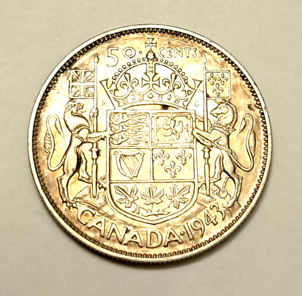 KM#-36 1943 Canada silver 50 cent coin