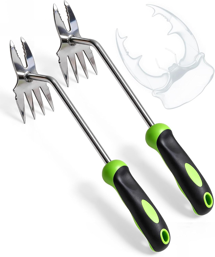 Hand Weeder Puller Tool, Heavy-Duty Stainless Steel Root Removal Tool with Ergon