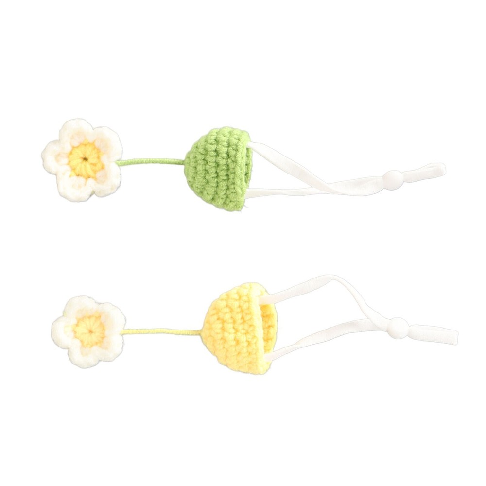 2Pcs Cute Tiny Hamster Hat with Adjustable Strap Mini Hand Knitted Hats