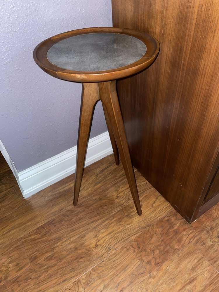 John Van Koert for Drexel Profile Mid Century Modern tripod table, circa 1950s.