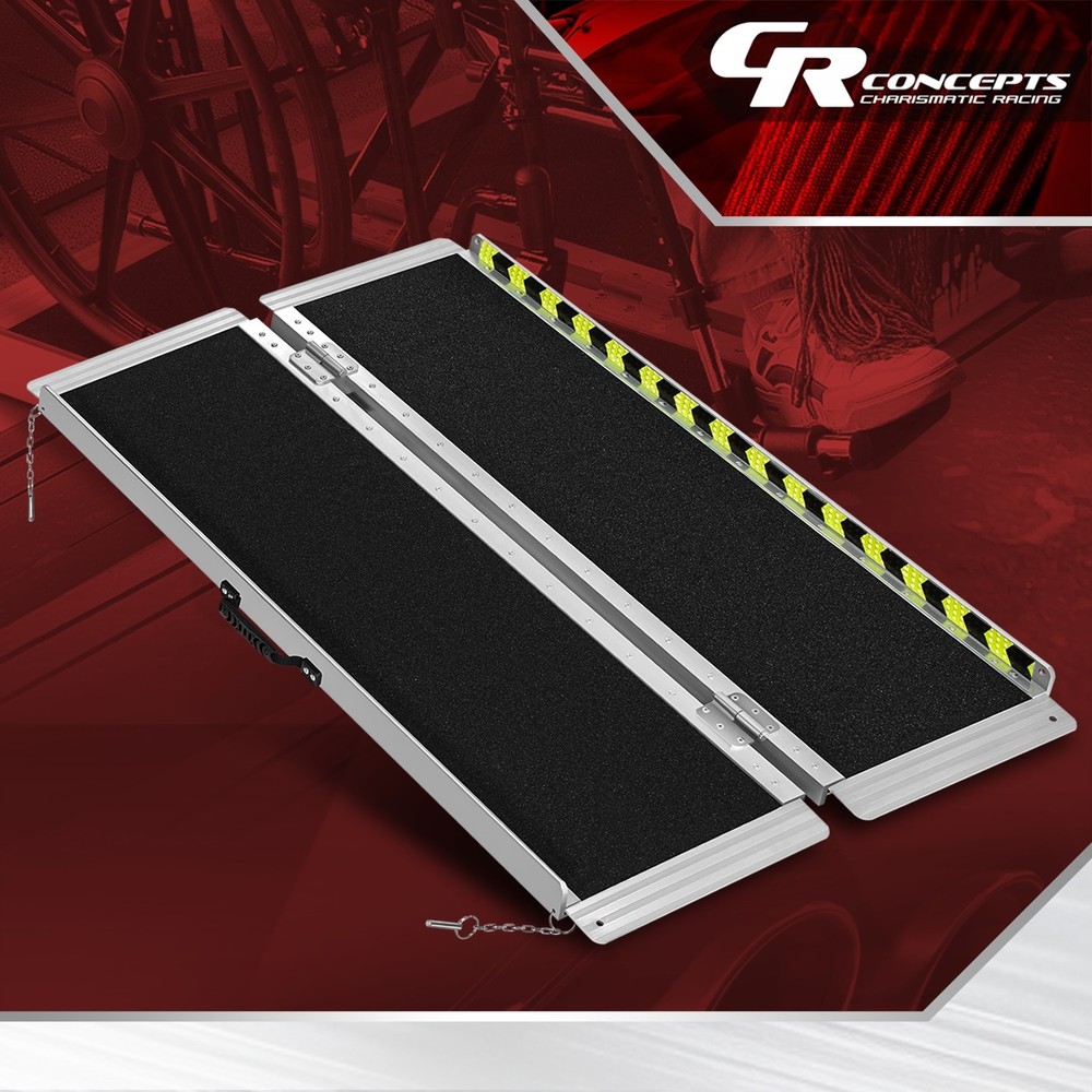 4Ft 800LBS Aluminum Folding Portable Non-slip Home Wheelchair Mobility Ramp