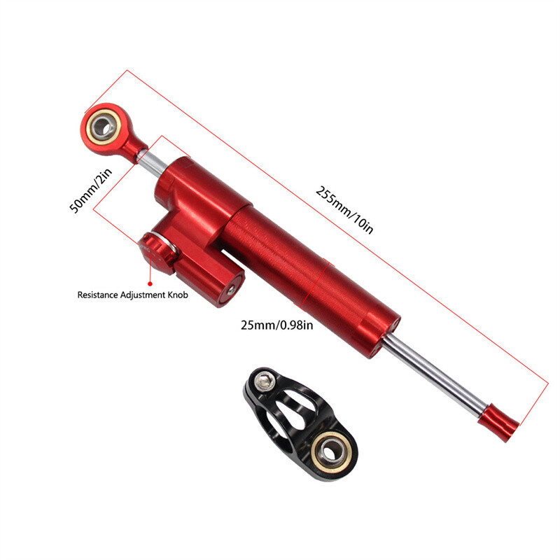 Universal Motorcycle Steering Damper Stabilizer Linear Reversed Safe Control Red