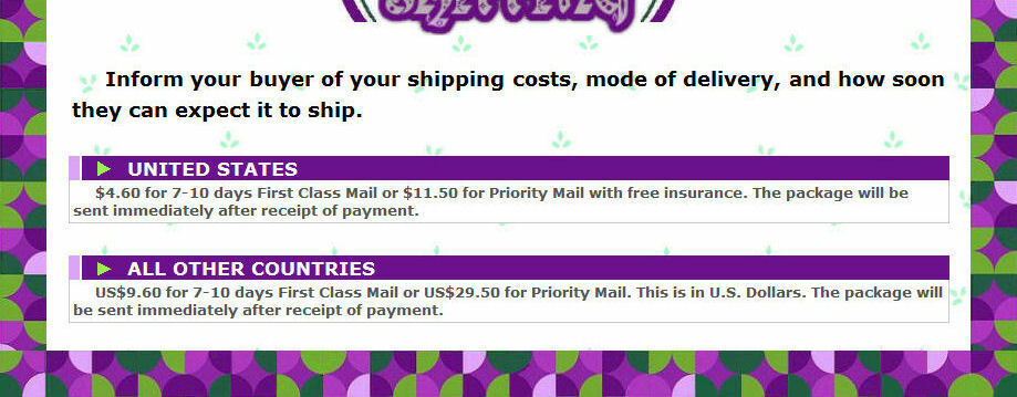 AUCTION TEMPLATE Violet Green Border Design - FREE Shipping