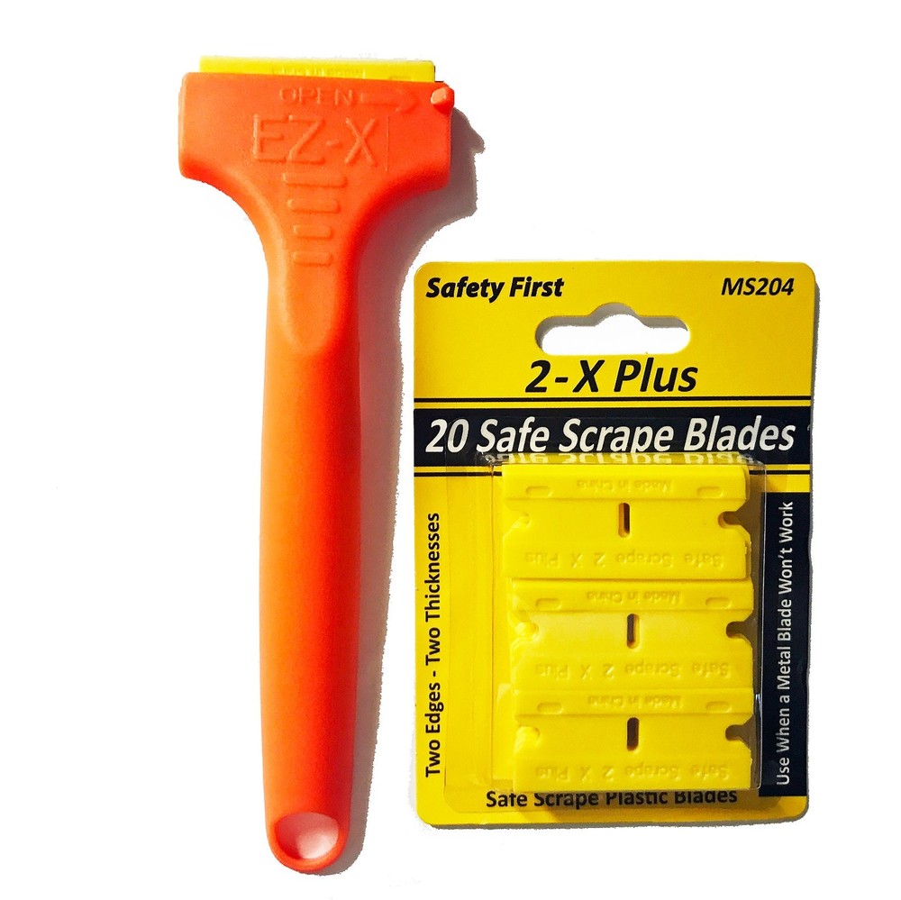MINISCRAPER® 20 2X Plus Plastic Razor Blades and EZ X Razor Blade Scraper