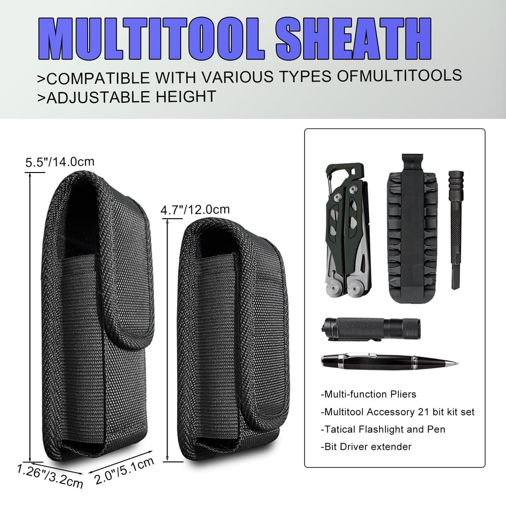 Multitool Sheath, EDC Belt Pouch Organizer for Men,Tool Sheath 1Pack Black
