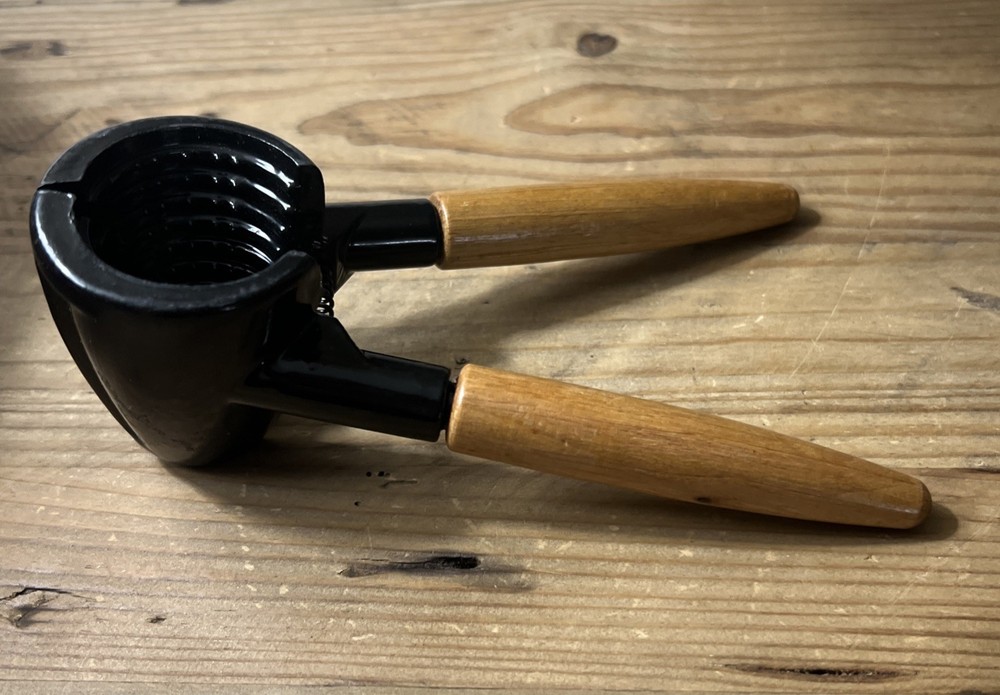 Vintage Wood Handle Nutcracker – Heavy Duty Metal Shell Cracker – Kitchen Tool