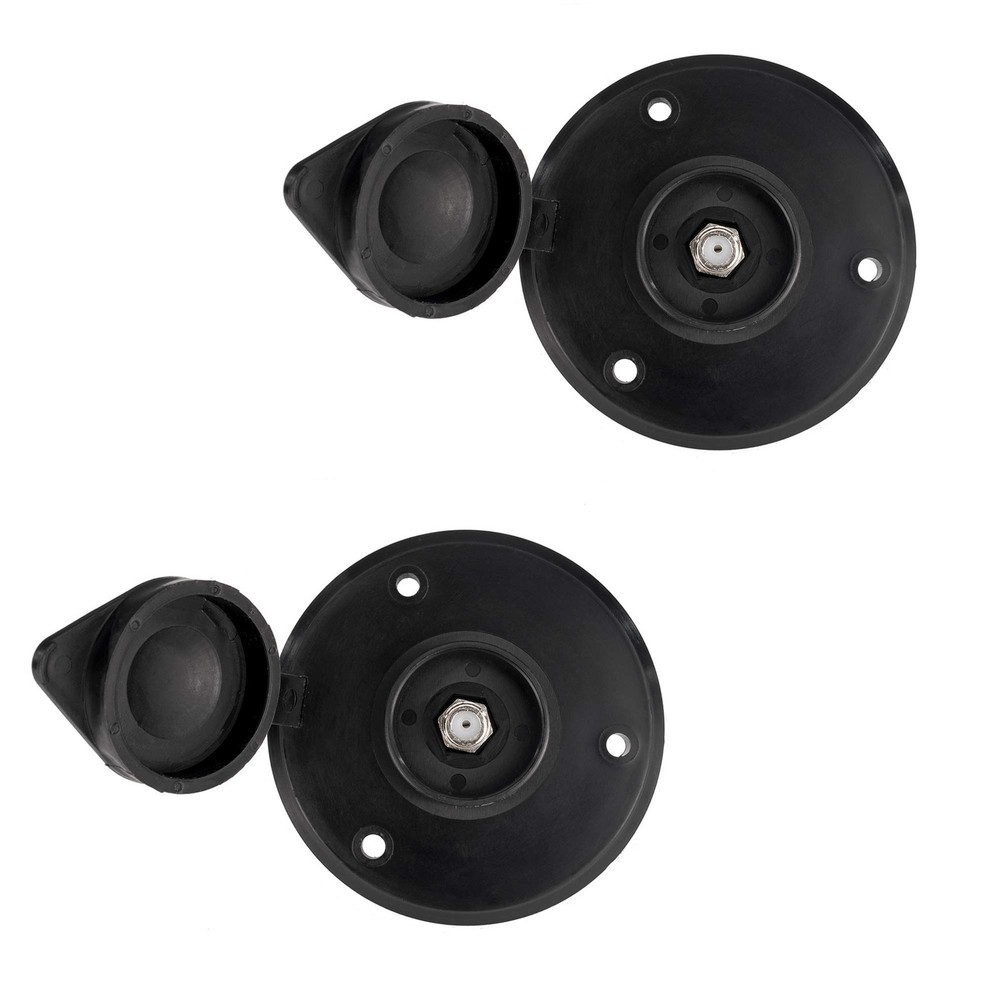 RecPro RV Cable TV Plate Coax Connector Black, 2 Outlets Made in USA