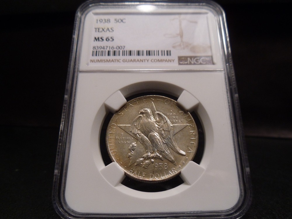 1938 MS65 Texas Silver Commemorative Half Dollar NGC Certified Gem
