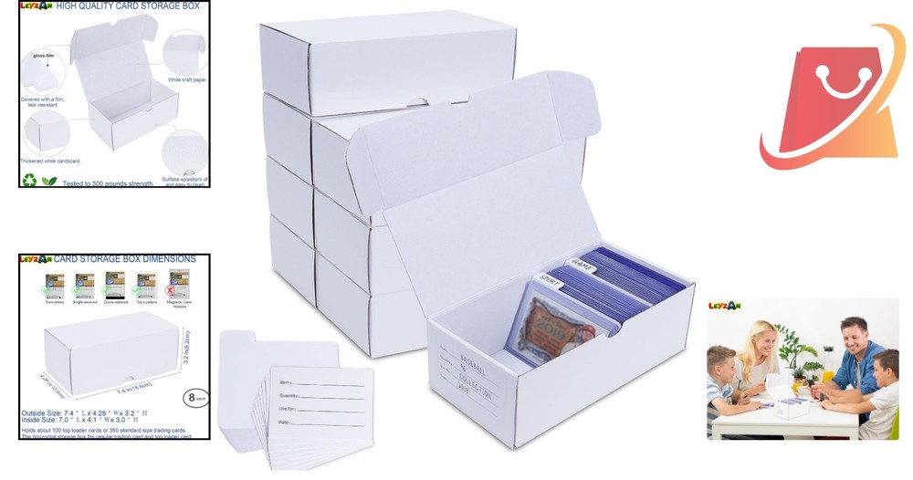 Toploader Storage Box 8-Pack Card Organizer Durable Corrugated Cardboard