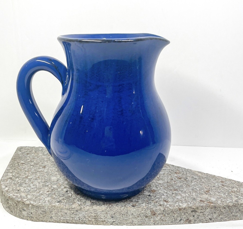 Italian Pottery Pitcher cobalt blue glaze medium