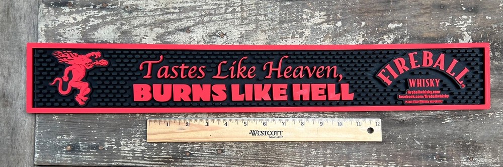 Fireball Whisky Bar Rail Mat, 24’’x3.5’’