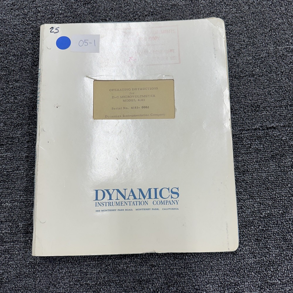 Dynamics Model 4683 D-C Microvoltmeter Operating Instructions 4683-0002