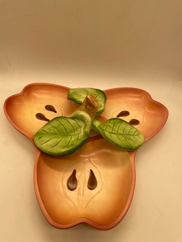 EUC Vintage Ceramic Apple Shaped 3 Part Divided Dish