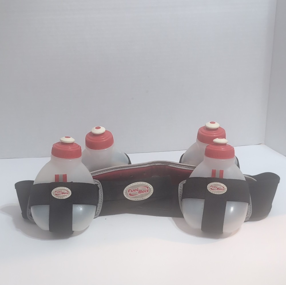 FuelBelt Running Hydration Belt 4 Bottles Red Black Adjustable