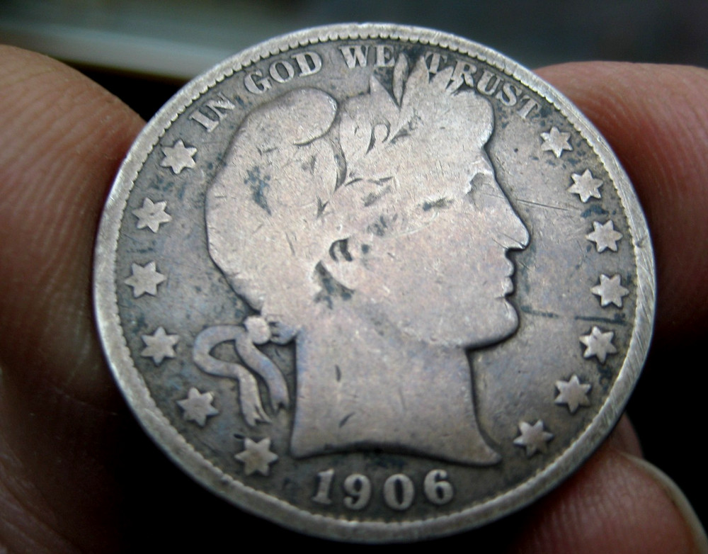 Nice ~ 1906-S BARBER Silver HALF DOLLAR ~ VG