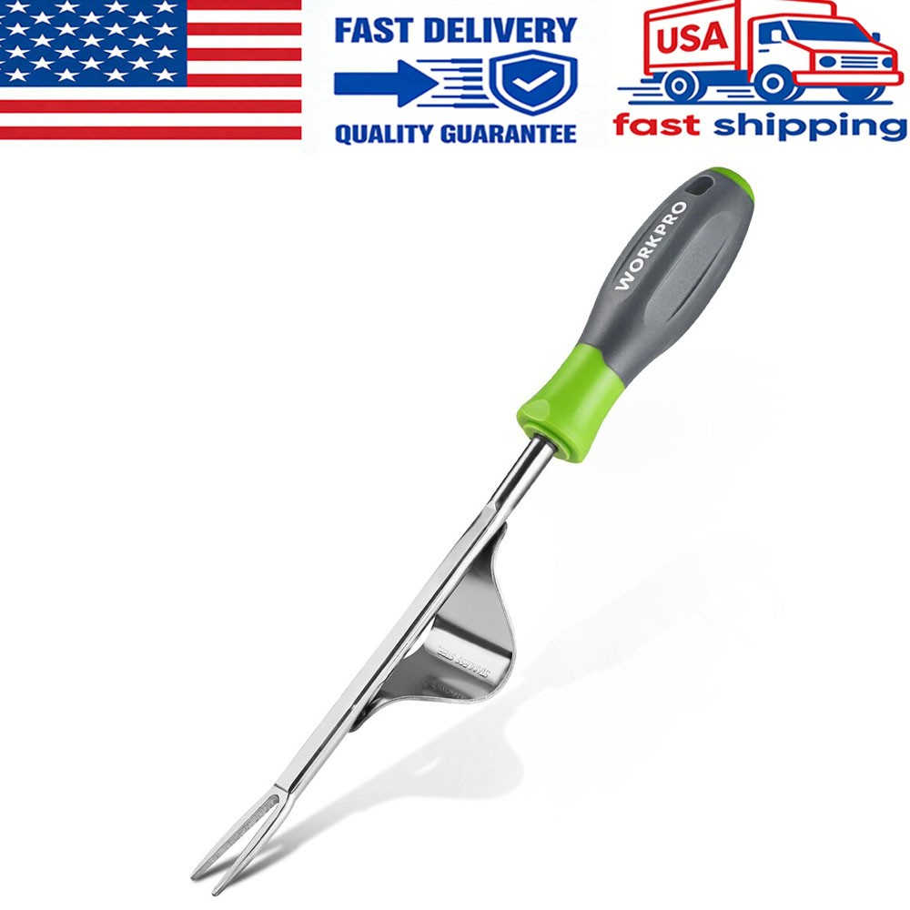 WORKPRO Garden Weed Puller Tool Leverage Base V-Shaped Forks Deeper Root Digging