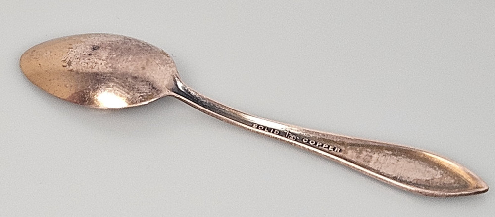 Vintage Solid Copper County Mich. Souvenir Spoon Native American Chief Profile