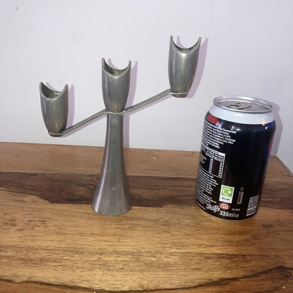 Silver Plated Grenadier Three Candle Candelabra In Modernist Style
