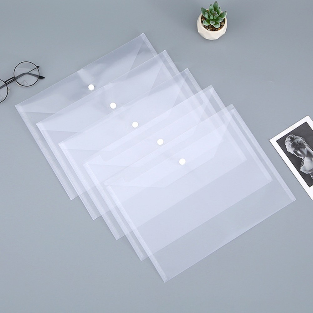 5-100x A4 Plastic Wallet Stud Document Wallet Files Folders Filing School Office