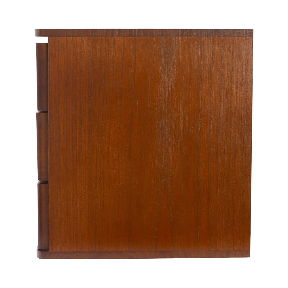 3-Tier File Cabinet Organizer Walnut Desktop Storage Box with Lockable 3 Drawers