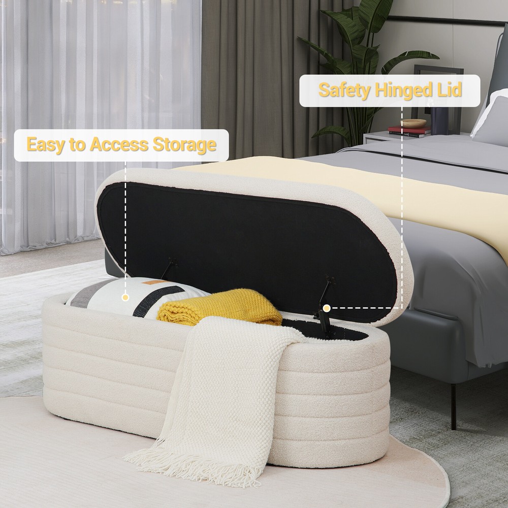 45.5" Upholstered Ottoman with Storage - Fabric, End/Entryway Bench for Sofa