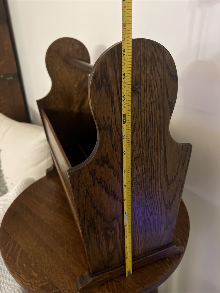 Antique Walnut Wood Magazine Storage Rack