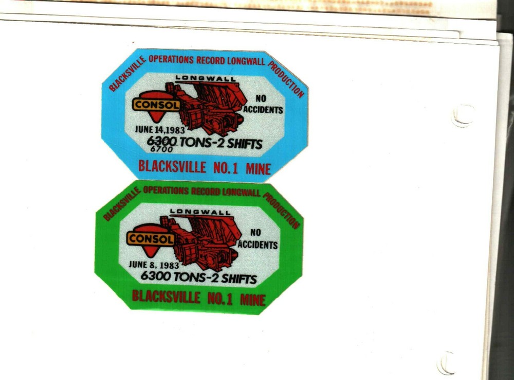 2 NICE BLACKSVILLE  1 CONSOL COAL CO. COAL MINING STICKER # 379