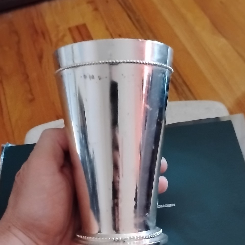 Antique Silverplate Cup with Embossed Rose Pattern Elegant Decorative Design