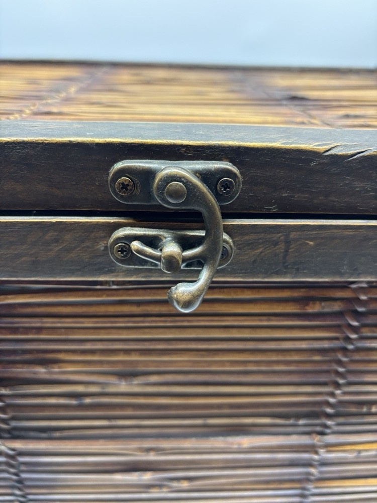 Vintage 1970s Split Bamboo & Brass Mounted Trunk