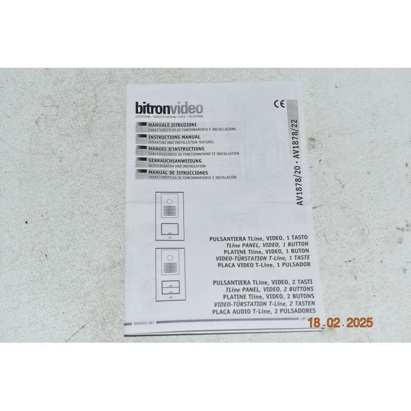 AV1878/22 Bitron T LINE 2-Key Video Button