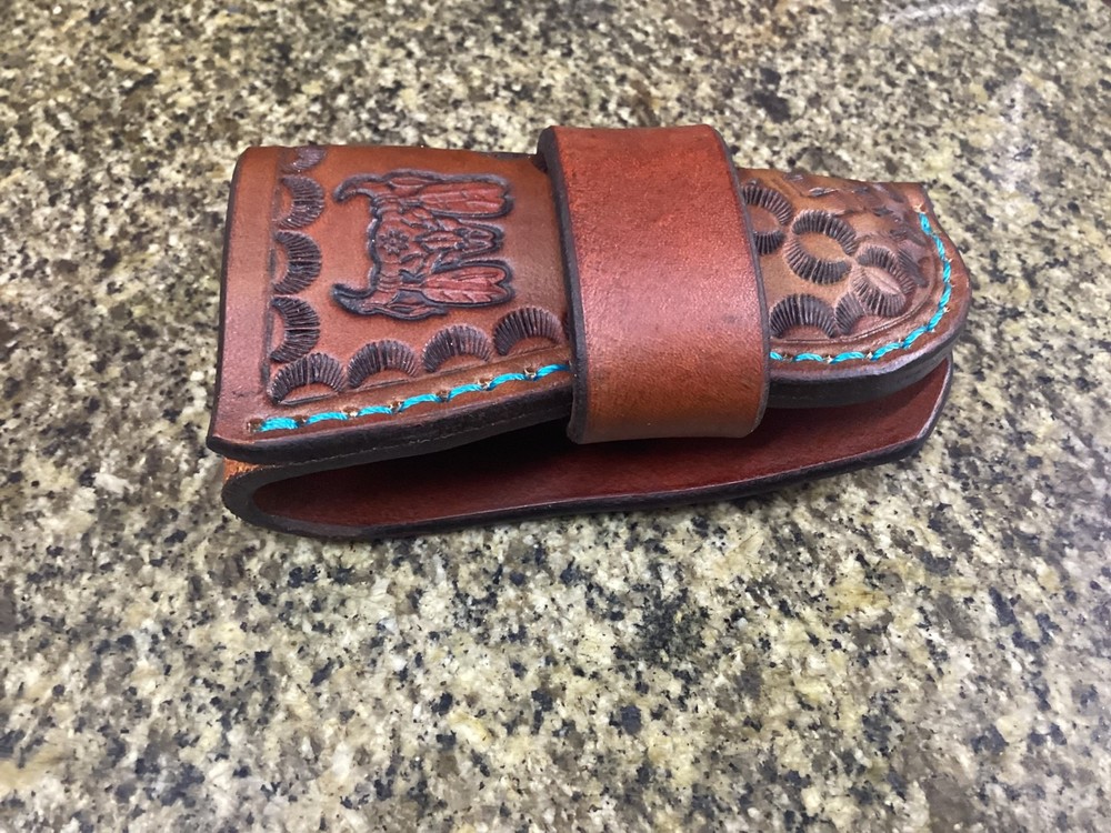 Leather Folding Knife Belt Loop Sheath Buck 110 Size (Sheath Only)